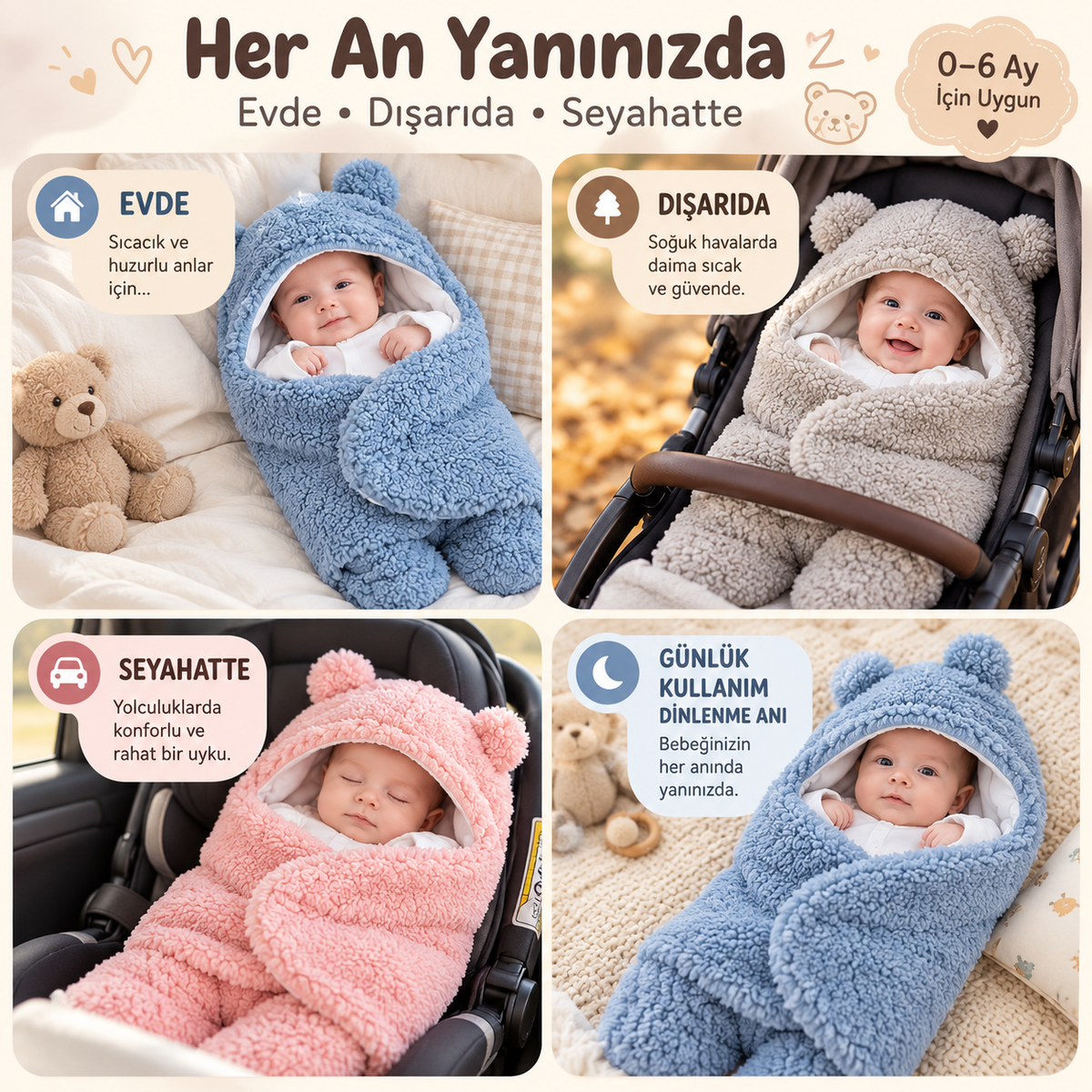 Peluş Kundak (0-6 Ay)